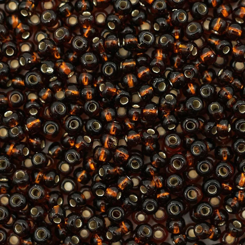 Бисер Preciosa чешский 10/0, 50 гр, цвет № 17140, коричневый с серебристым центром  #1