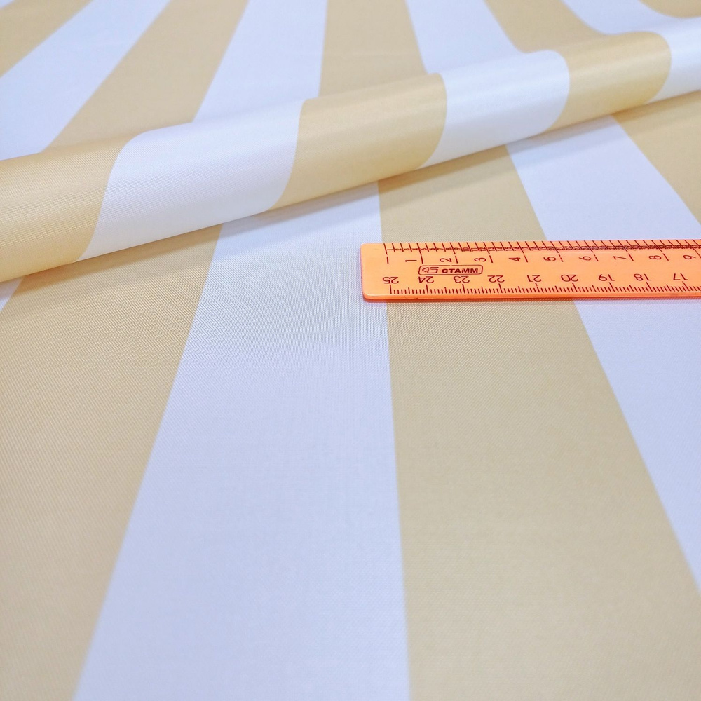 Ткань Оксфорд 240D PU 120г/м2 "полоса-бежевая-белая", 10х1.5м #1