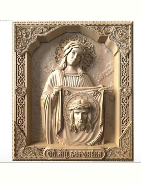 Деревянная резная икона "Святая мученица Вероника" бук 18 x 15 см  #1