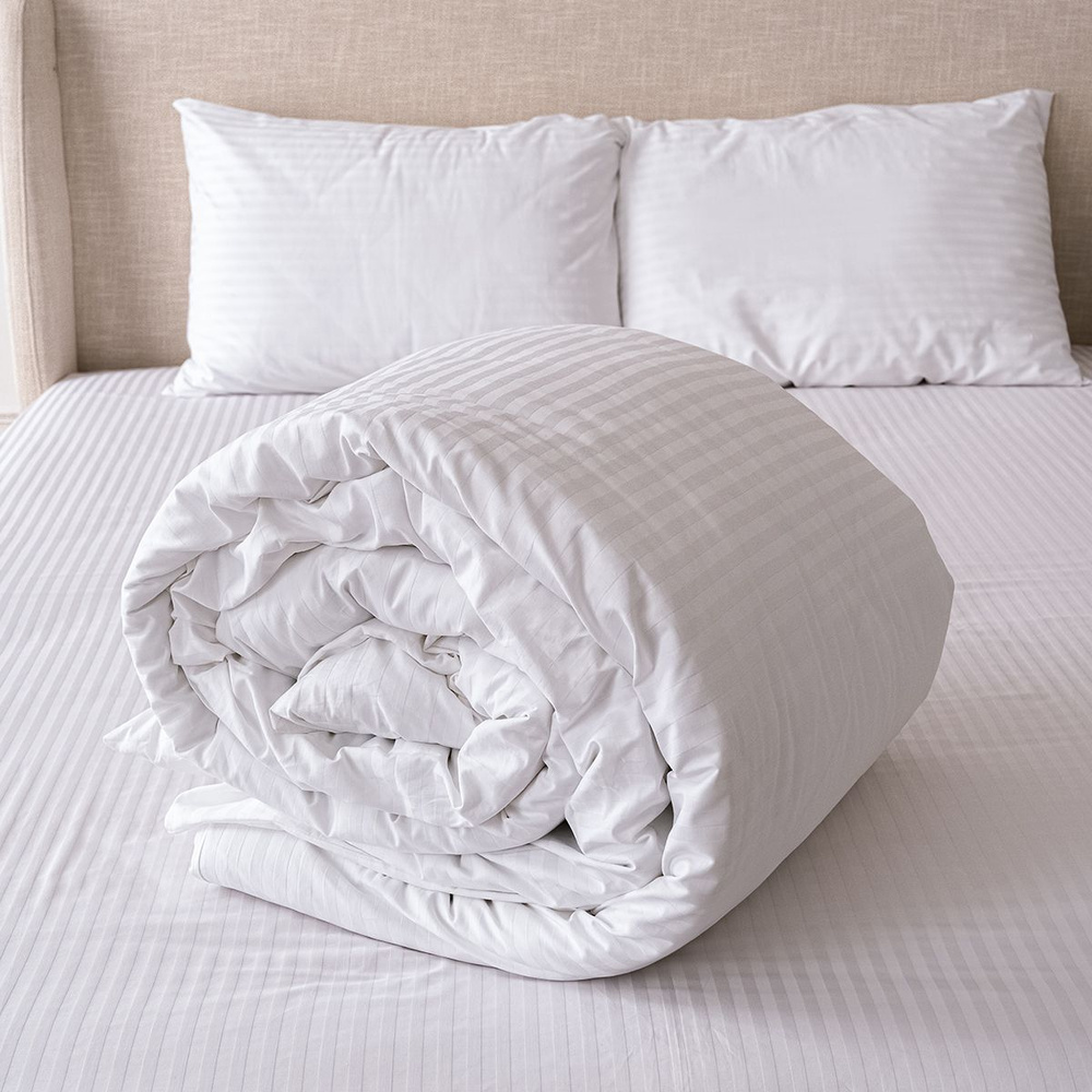Пододеяльник отельный ЕВРО 210х220 см Horeca, Сатин-Страйп 1:1,100% хлопок, белый на одеяло, для комплекта #1