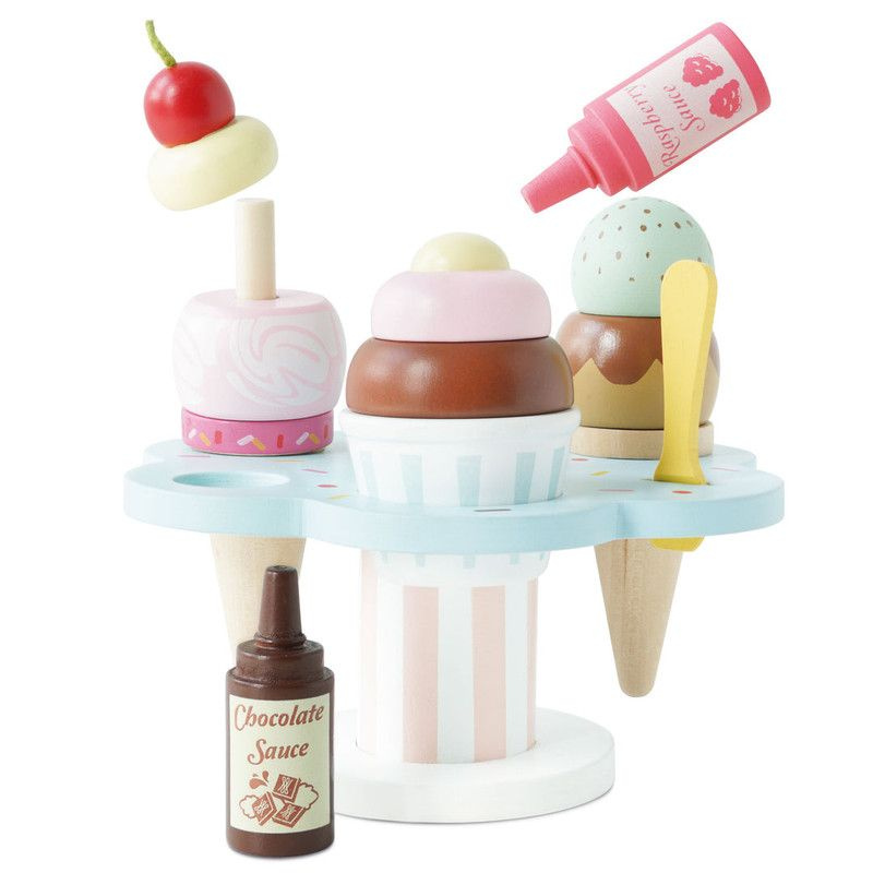 Набор игрушечной посуды Le Toy Van Wooden Ice Cream Stand and Toppings #1