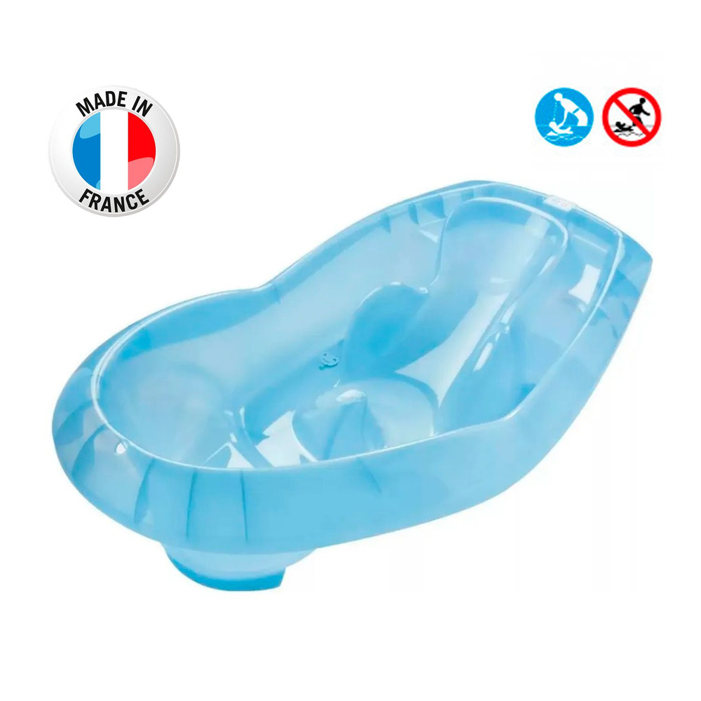 Эргономическая детская ванночка Thermobaby, Франция, голубая прозрачная 1487  #1