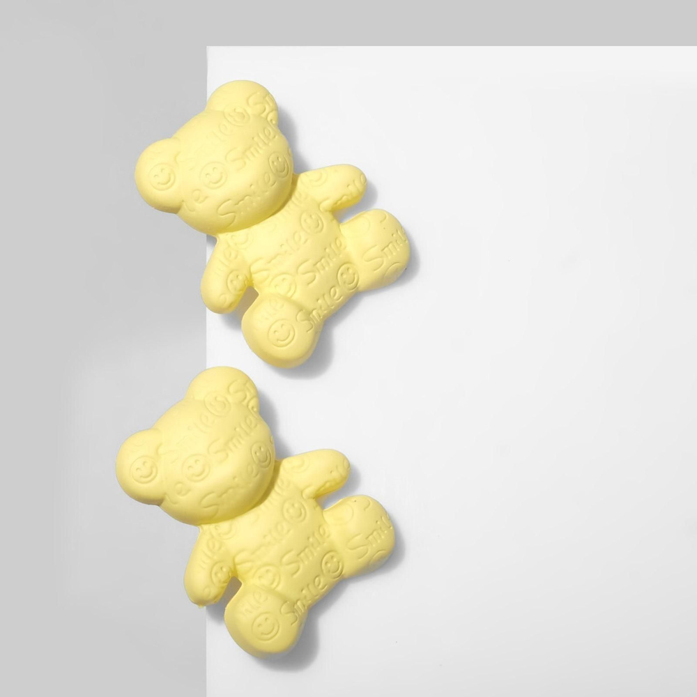 Серьги пластик Мишки со смайликами, цвет жёлтый #1
