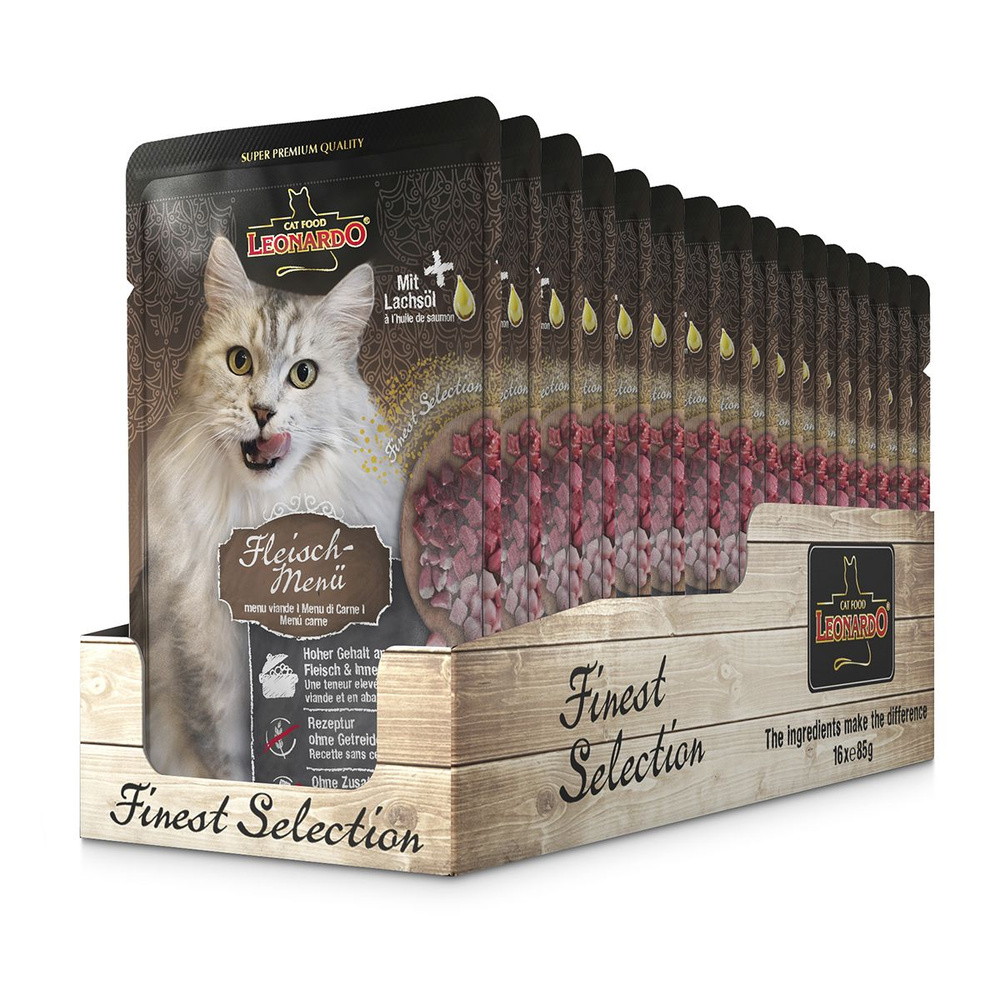 Leonardo Finest Selection Meat Menu, Леонардо для кошек мясное меню, 85гр*16 шт.  #1
