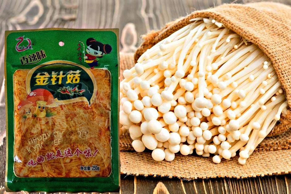 Китайские маринованные острые грибы Эноки, 1 упаковка 250 г  #1