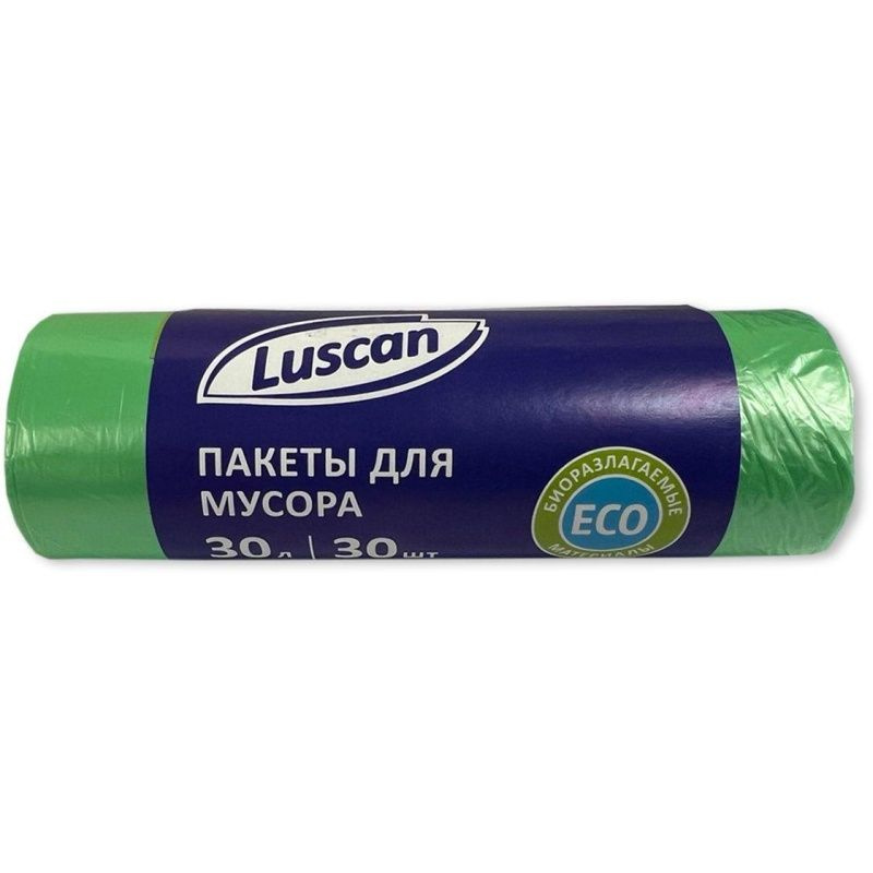 Мешки для мусора Luscan ПНД 30 л 10 мкм, 30 шт в рулоне, зеленые, 50x60 см  #1