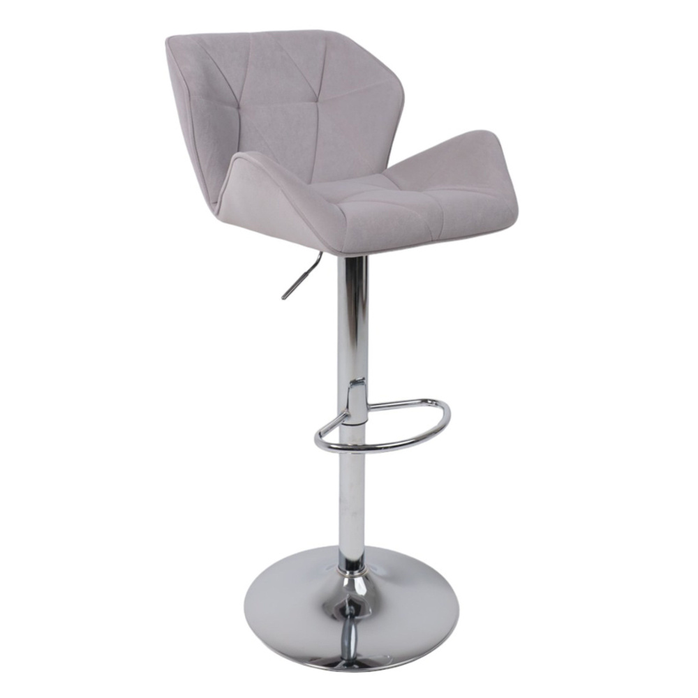 AKSHOME Барный стул Барный стул со спинкой "BERLIN B" Kiton 722, серый велюр, 1 шт.  #1