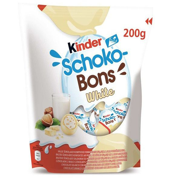 Конфеты Kinder Schoko-Bons White с начинкой из молочного крема и фундука в белом шоколаде 200 г Германия #1