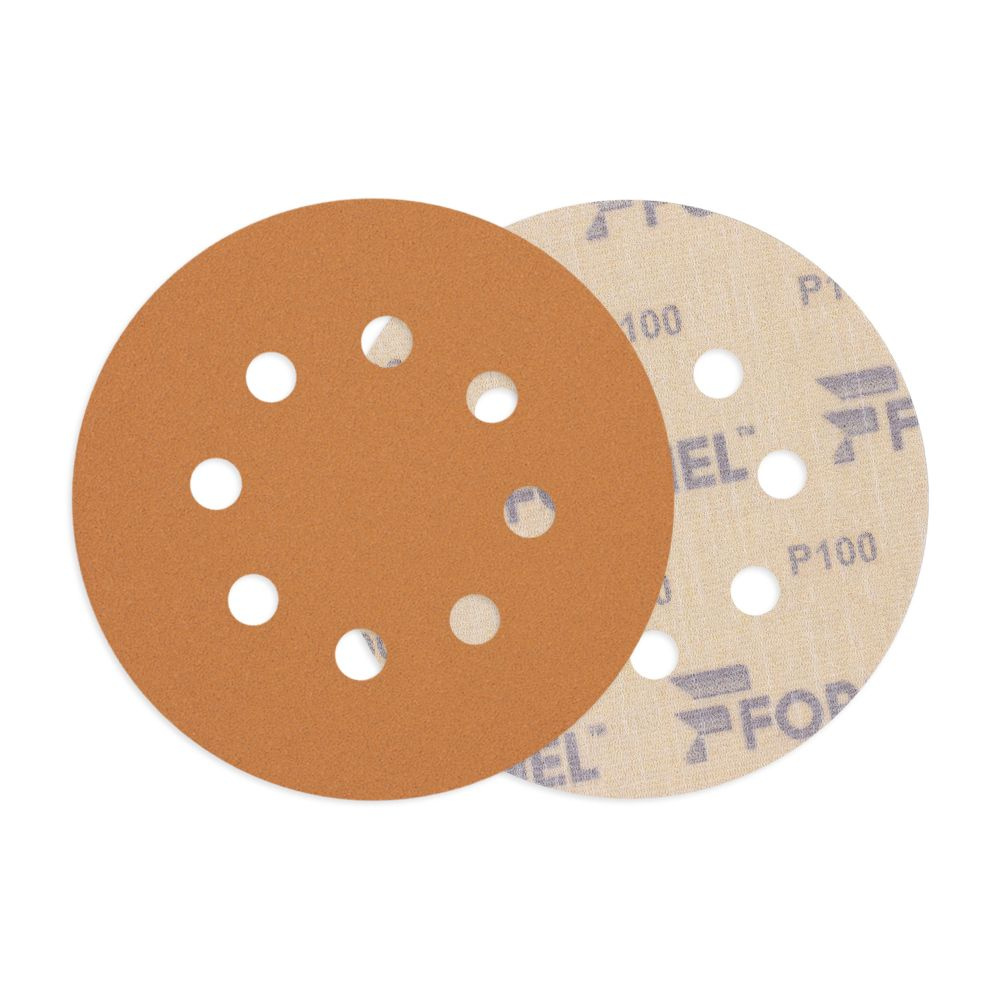 Круг шлифовальный 125 мм на липучке DIAMOND PLUS Р 100, 8 отверстий, бумажная основа (КОРОБКА 100 шт) #1