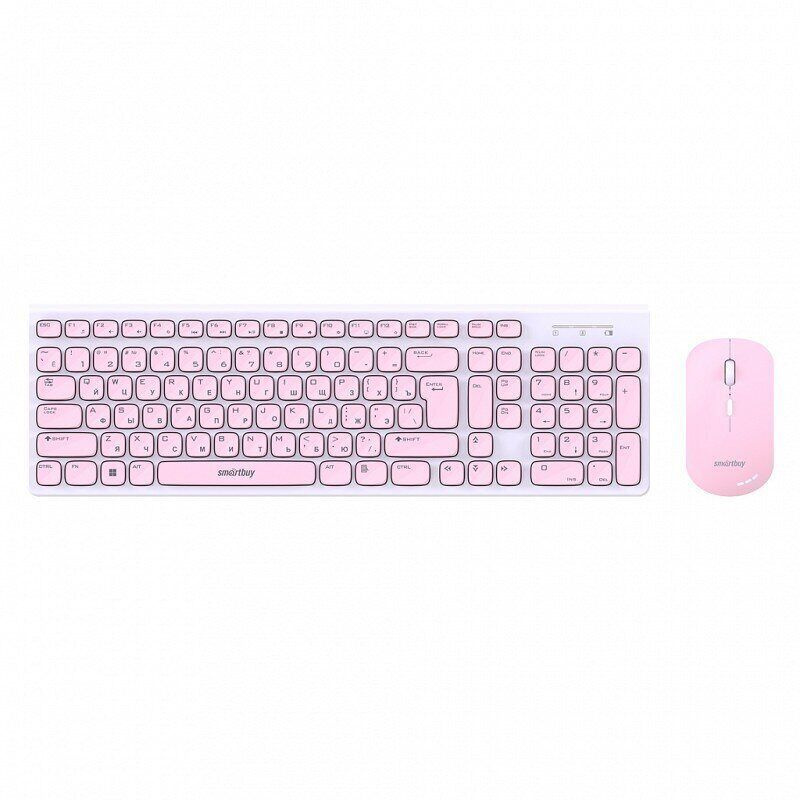 SmartBuy Комплект мышь + клавиатура беспроводная Комплект клавиатура и мышь мультимедийный бело-розовый #1