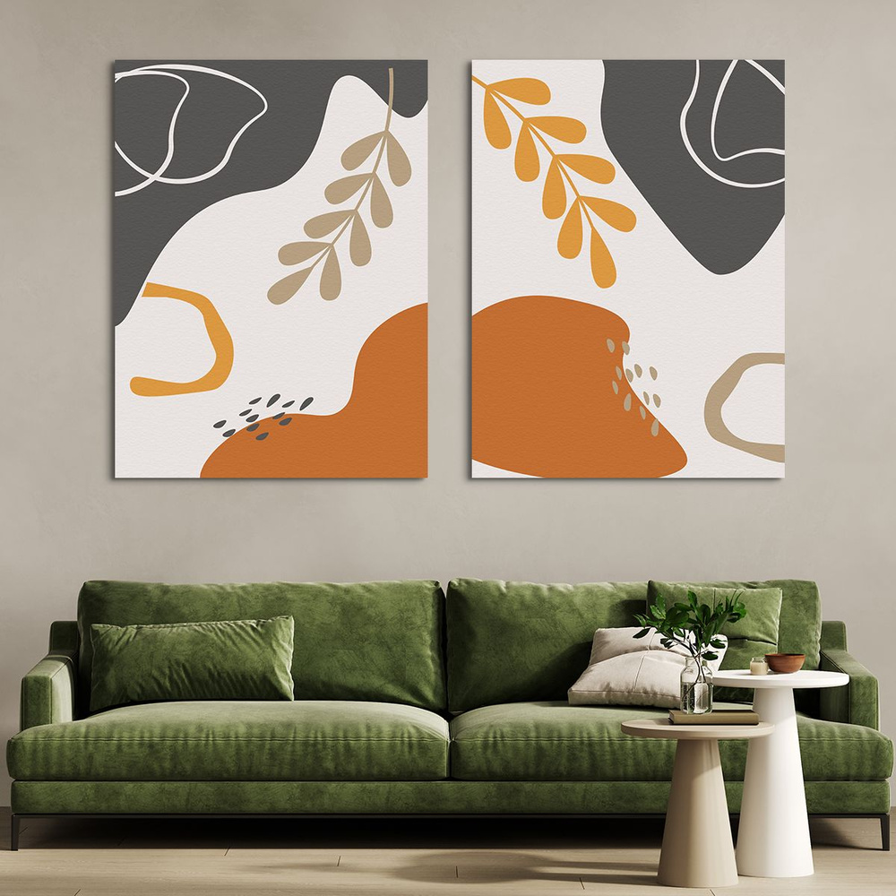 Модульная картина на стену, на холсте - Абстракция растения в стиле бохо 150x100 см  #1