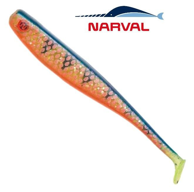 Приманка силиконовая Narval Fishing Skinny 12cm цв. #018-Blue Perch / Виброхвост Нарвал на судака, щуку, #1