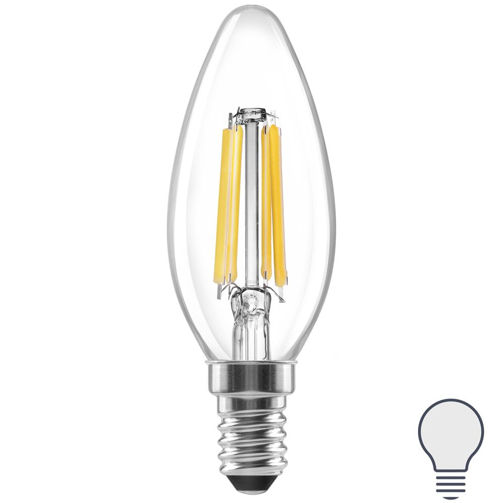 Лампа светодиодная Lexman E14 220-240 В 3.8 Вт свеча прозрачная 500 лм нейтральный белый свет  #1