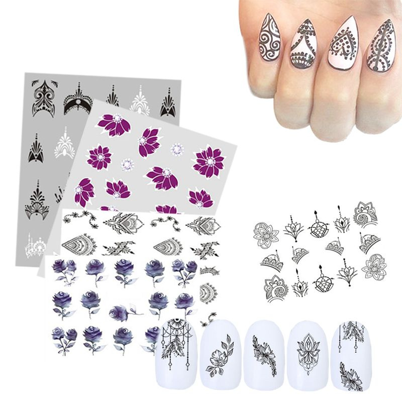 13 листы Nail Art Water Necklace Flower Watermark Decals Наклейки #1