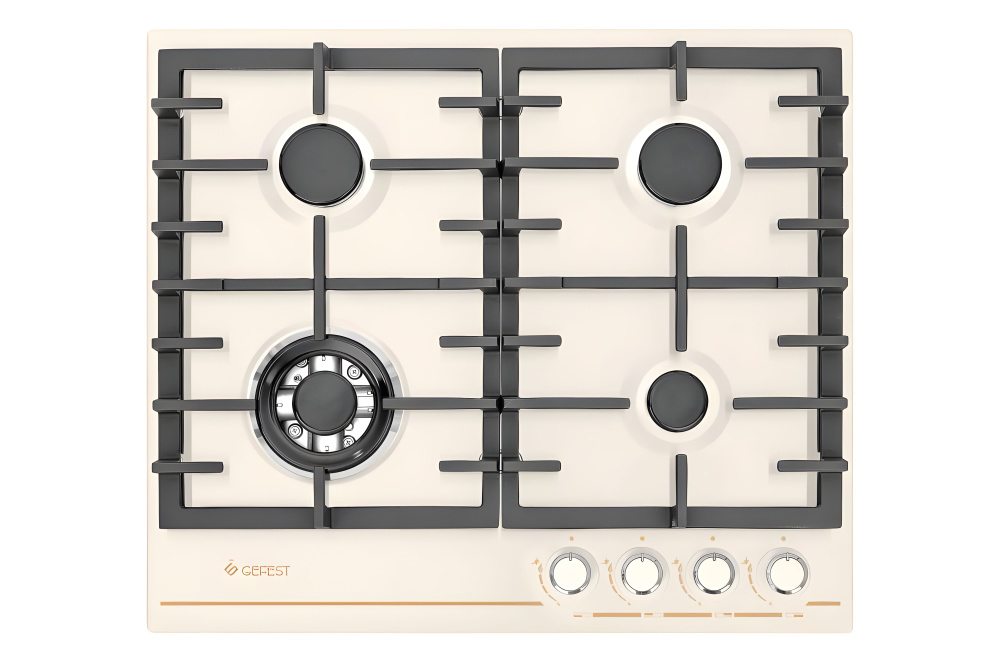 Варочная панель газовая GEFEST ПВГ 1214-01 К81, газ-контроль, розжиг встроен в ручки, эмаль, чугун  #1