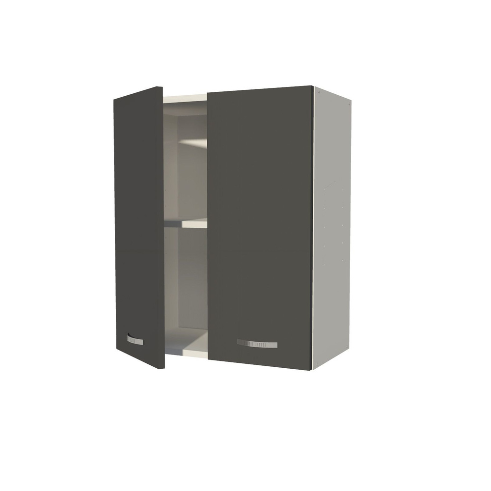 Кухонный модуль навесной двудверный шкаф настенный на 600 мм корпус белый фасад ГРАФИТ  #1