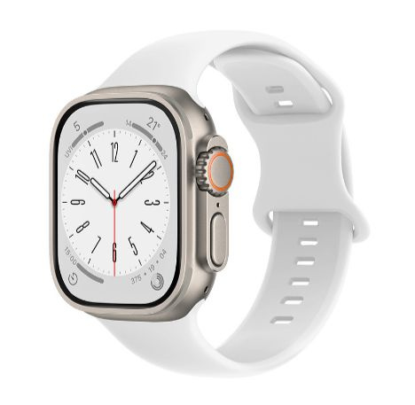 Ремешок белый силиконовый для Apple Watch 42/44/45/49 мм, размер L #1