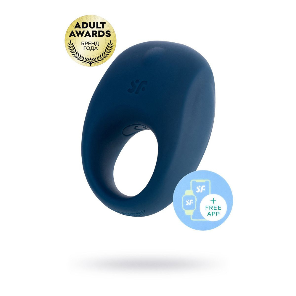 Эрекционное кольцо на пенис Satisfyer Strong One Connect App, силикон, синий, 7 см.  #1