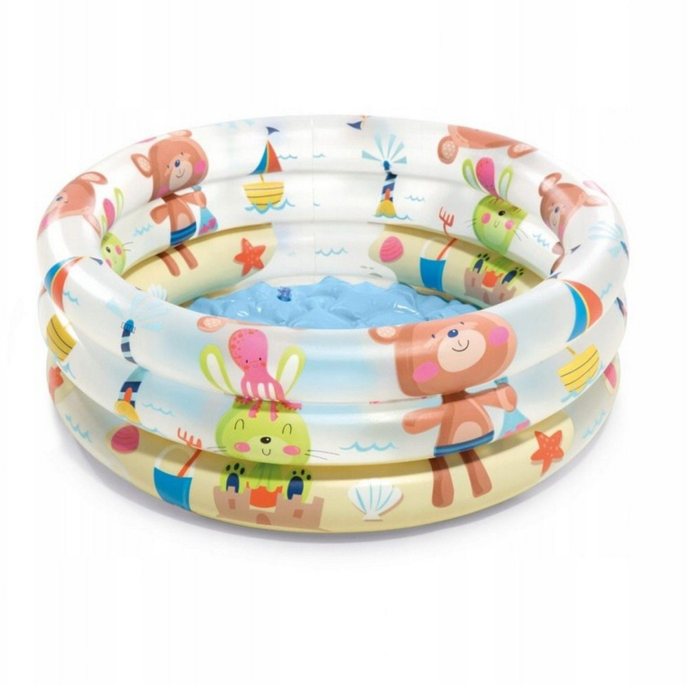 Бассейн надувной детский INTEX "Beach Buddies Pool" (Зверята на пляже), 1-3 года, 61x22см  #1