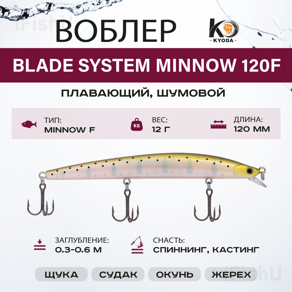 Воблер KYODA BLADE MINNOW F, 120мм, 12г, 0,3 - 0,6м, P1854 #1