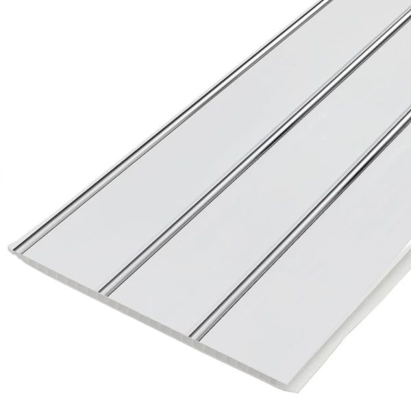 Панель ПВХ потолочная ( комплект:3шт*1500мм) белый глянец/хром (для ванной, туалета, лоджии)  #1