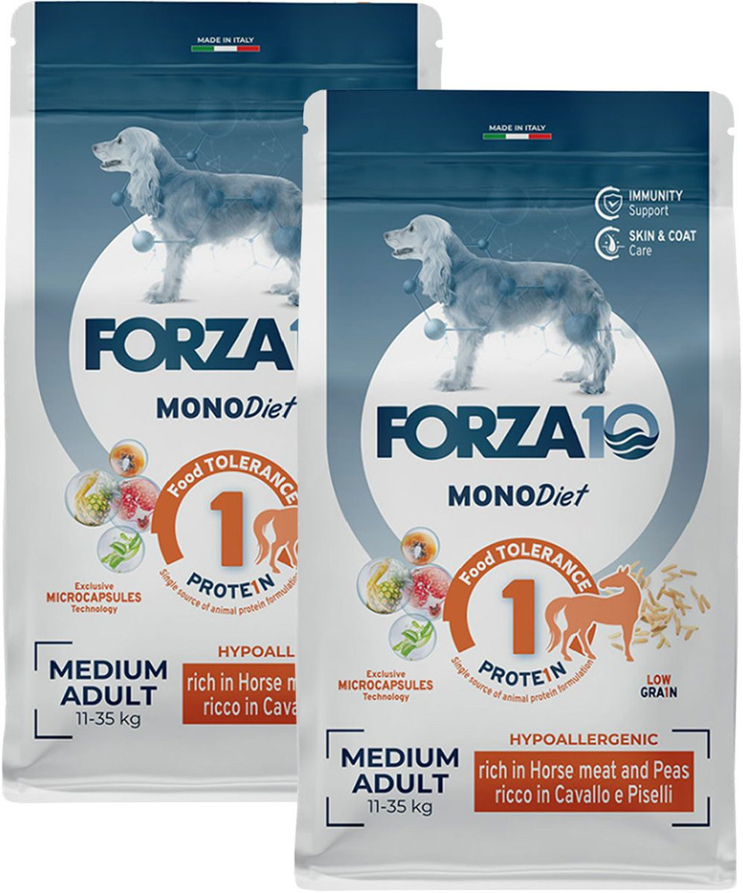 FORZA10 DOG MEDIUM MONODIET LOW GRAIN монобелковый низкозерновой для взрослых собак средних пород при #1