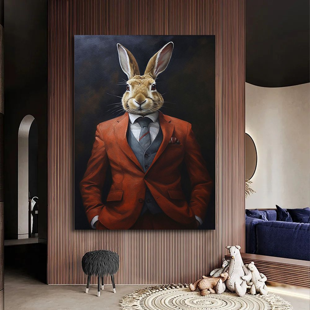 Картина стильный кролик, 50х70 см. #1