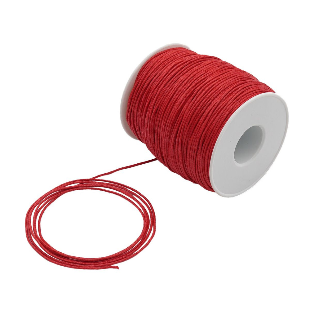 Шнур вощеный для шитья, рукоделия, 1 мм*100 м, красный, Айрис  #1