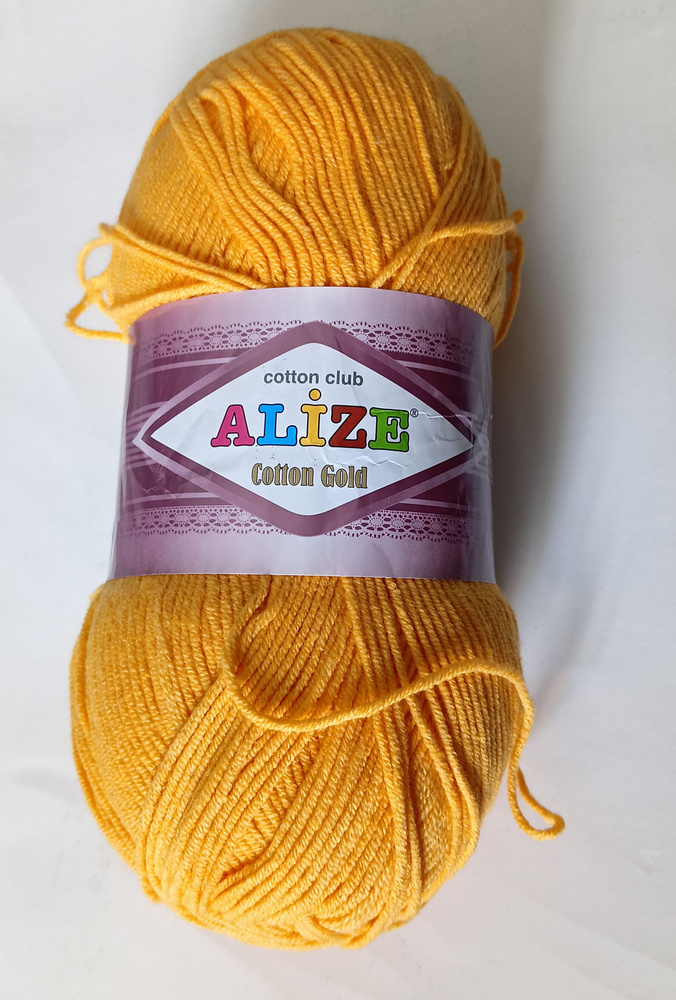 Пряжа Alize Cotton Gold (Ализе Коттон Голд) - т.желтый (14), 100 г / 330 м (55% хлопок, 45% акрил) 1 #1