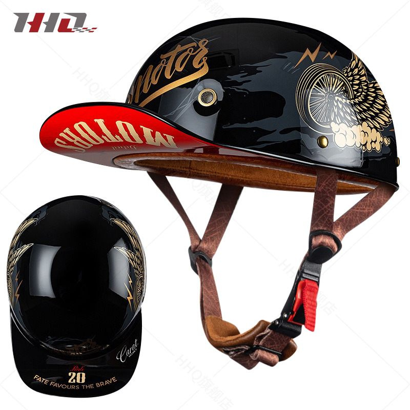 Мото шлем бейсболка Black and Gold XXL для мотоцикла / скутера /мопеда / квадроцикла / велосипеда  #1