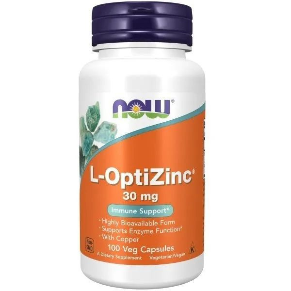 Цинк L-Оптицинк Now Foods L-OptiZinc, 30 мг, 100 растительных капсул #1