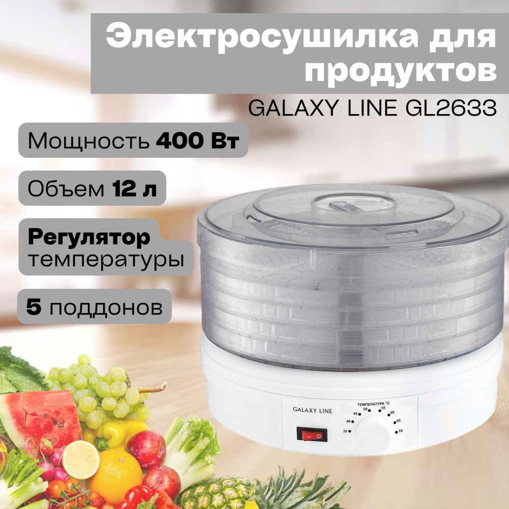 Сушилка электрическая Galaxy LINE GL 2633 ( 400 Вт, V 12л, 5 поддонов, регулятор температуры ) /  #1