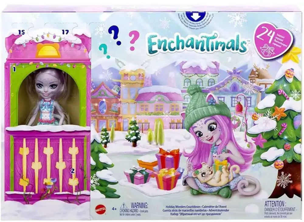 Игровой набор Enchantimals HHC21 Адвент календарь с куклой Сибилл Снежный барс и аксессуарами  #1