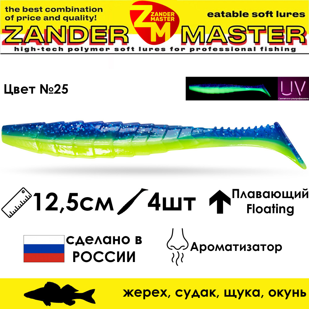 Силиконовая съедобная приманка для рыбалки ZanderMaster "GEKTOR" 12,5см (4 штуки) geko геко  #1