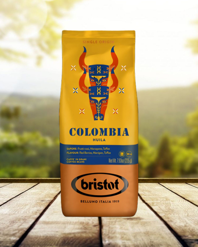 Кофе в зернах 225 г арабика 100% BRISTOT COLOMBIA FP (Бристот Колумбия) для кофемашин зерновой  #1