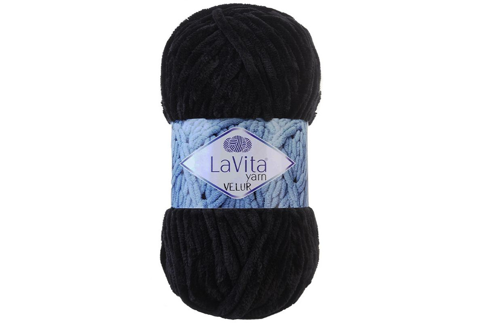 Плюшевая пряжа LAVITA YARN Лавита Велюр 6500 черный #1