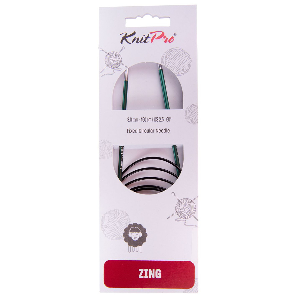 47205 Спицы круговые для вязания с эластичной гибкой леской 150 х 3.00 мм Zing KnitPro  #1