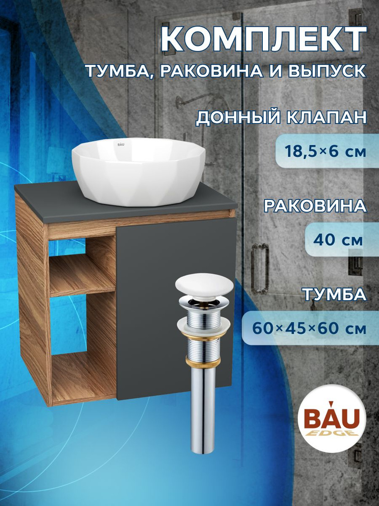 BAUEDGE Тумба с раковиной,, 60х45х60 см #1