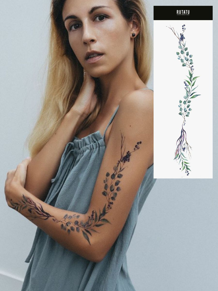 RUTATU Временная переводная татуировка Ботаника #1