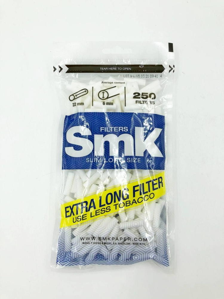 Фильтры для самокруток SMK Filter Slim Long Size 250 шт 22/6 #1