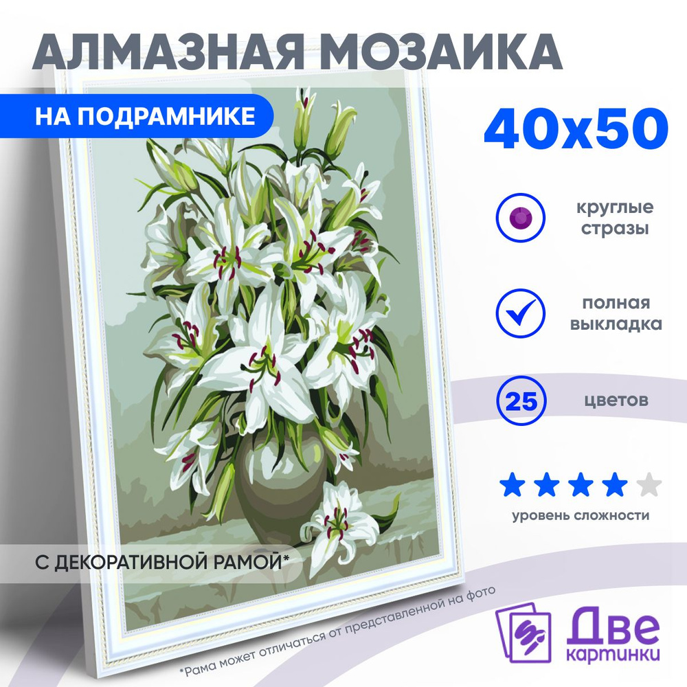 Алмазная мозаика на подрамнике 40x50 см Полная выкладка круглые стразы 40х50 DVEKARTINKI Большой букет #1