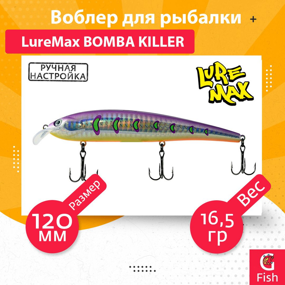 Воблер для рыбалки LureMax BOMBA KILLER 120FDR-127 16,5 г., для троллинга (судак, щука)  #1