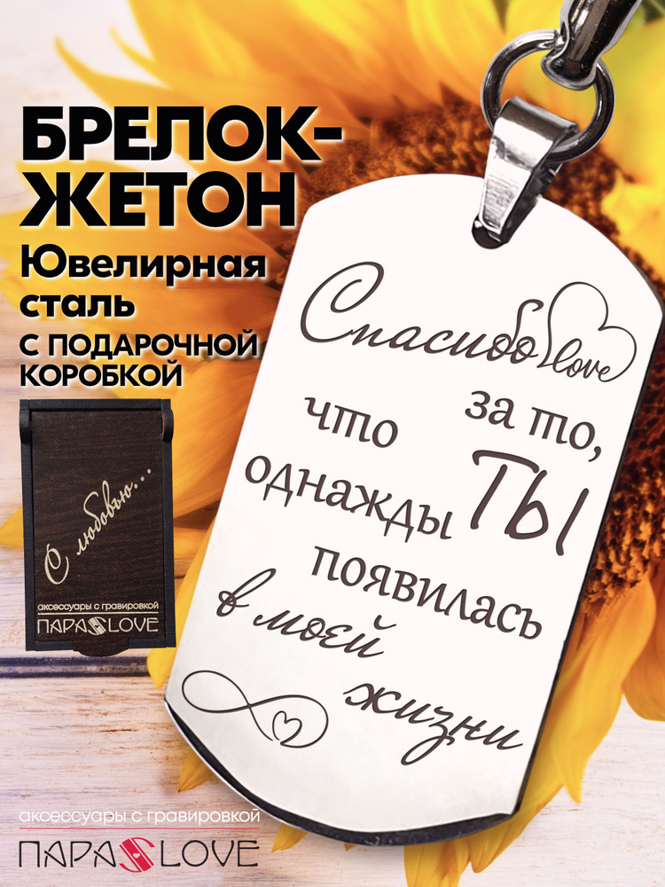 Брелок для ключей с надписью "Спасибо за то, что однажды ты появилась в моей жизни с подарочной коробкой. #1