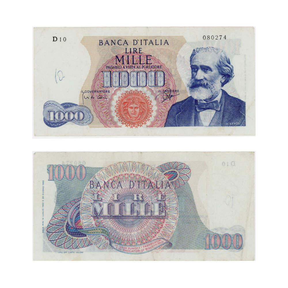 Банкнота Италия 1000 лир MILLE LIRE 1962 год (VF) Pick 96a #1