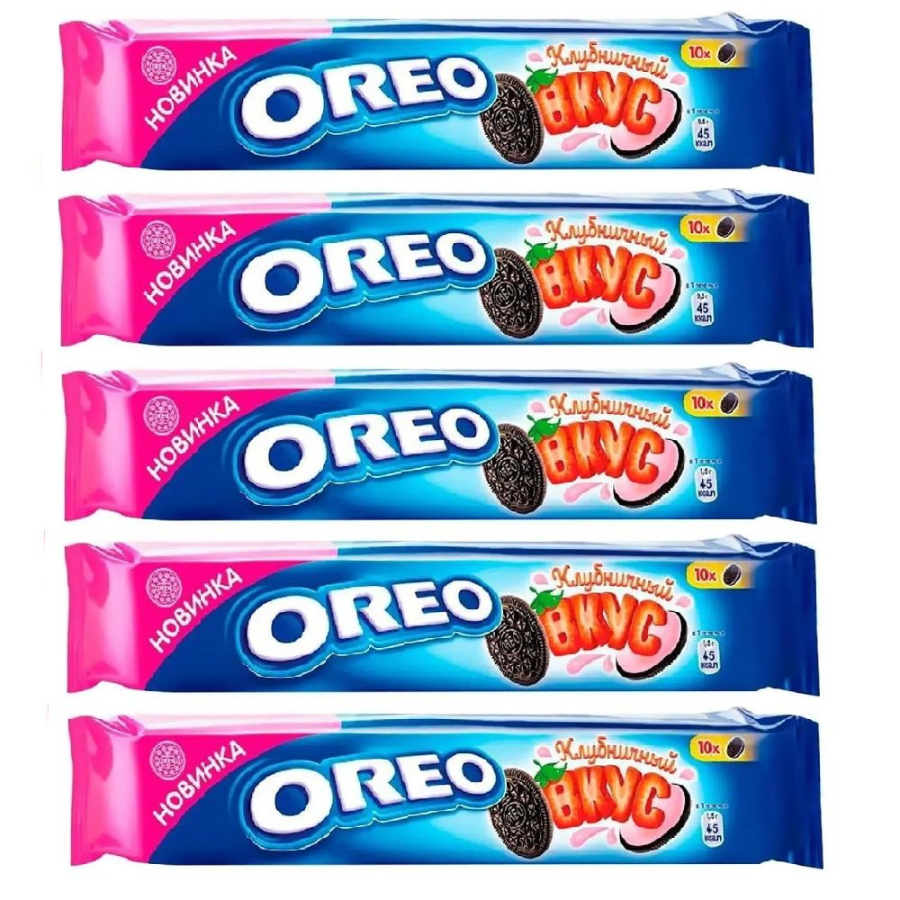 Печенье Oreo клубника, 5 шт по 95 г #1