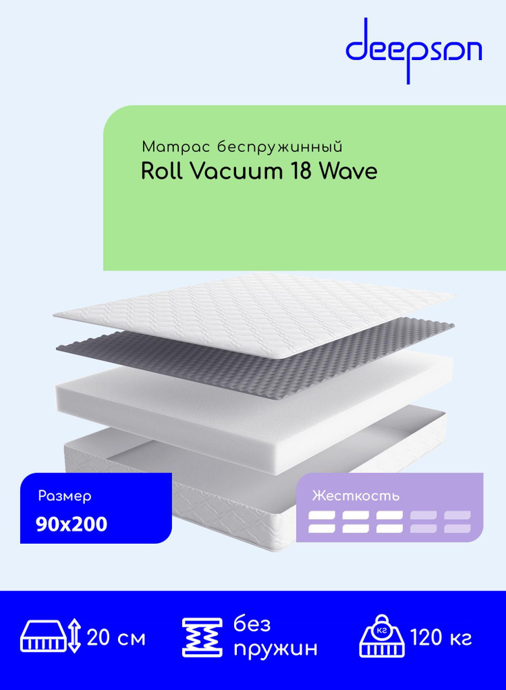 Deepson Матрас , Ортопедический Deepson Roll Vacuum 18 Wave средней жесткости, Детский, Беспружинный, #1