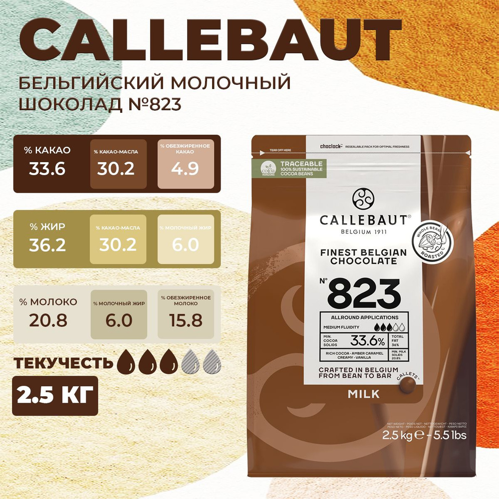 Молочный бельгийский шоколад 33.6% Callebaut №823, 2.5 кг #1