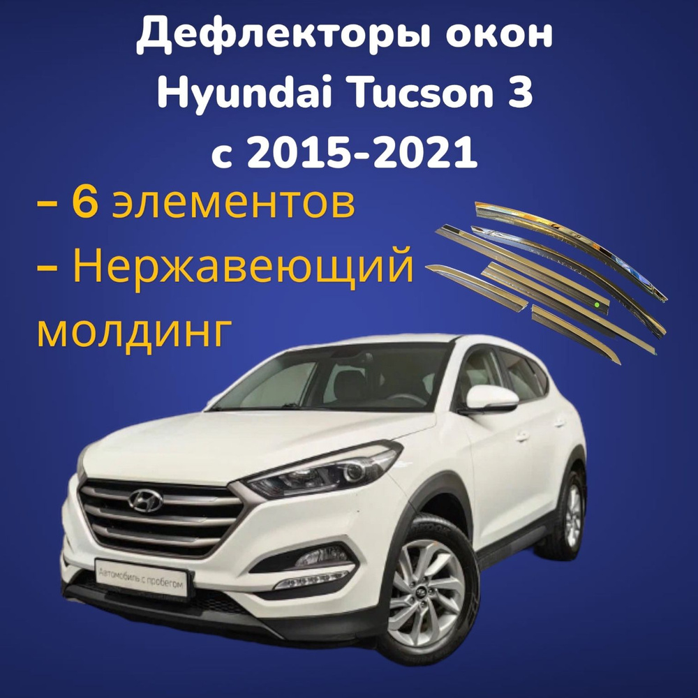 Дефлекторы окон на HYUNDAI TUCSON (2015-2021) / ветровики из 6 частей на туксон  #1