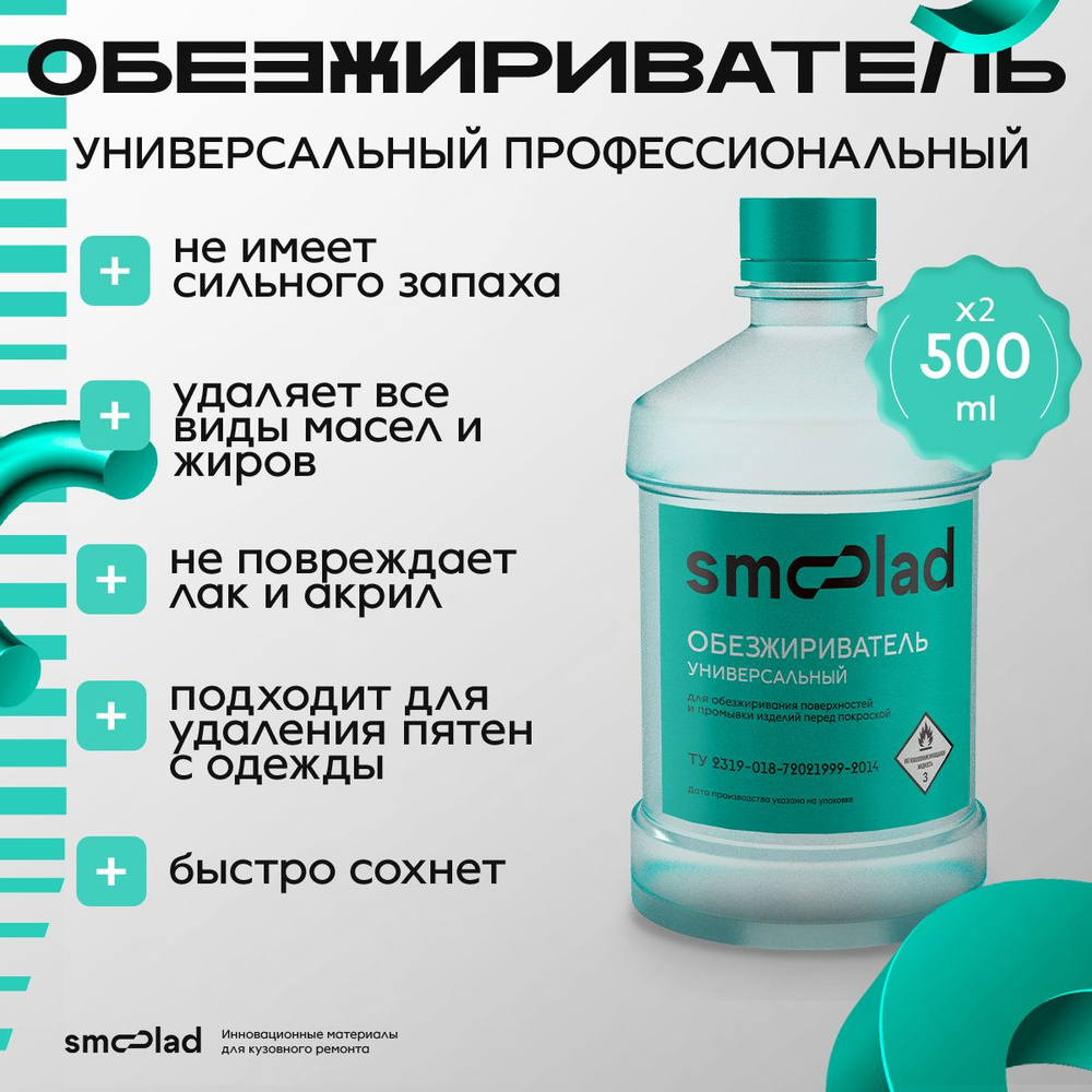 SMOOLAD Обезжириватель для авто, цвет: прозрачный, 500 мл, 2 шт.  #1