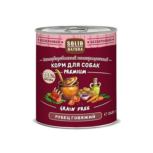 Solid Natura Premium Grain Free / Консервы Солид Натура Беззерновые для собак Рубец говяжий, 240г х 12шт #1